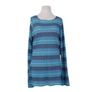 Moving Comfort Top Sz L Blue Aqua Open Knit 100% Nylon Top